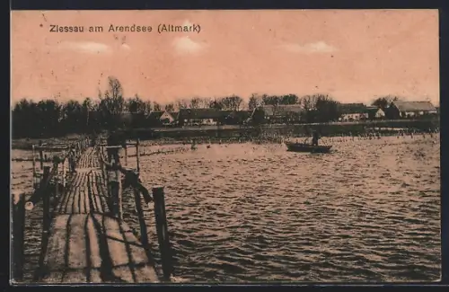 AK Ziessau am Arendsee, Steg, See, Dorfansicht