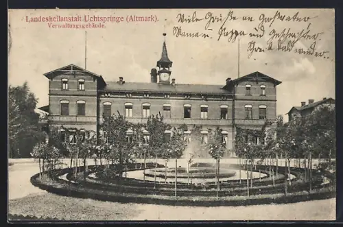 AK Uchtspringe /Altmark, Landesheilanstalt, Verwaltungsgebäude, Totalansicht