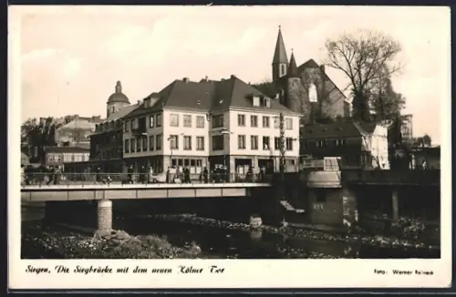 AK Siegen, Siegbrücke, Kölner Tor, Kirche