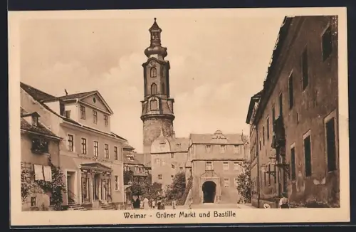 AK Weimar / Thüringen, Grüner Markt und Bastille
