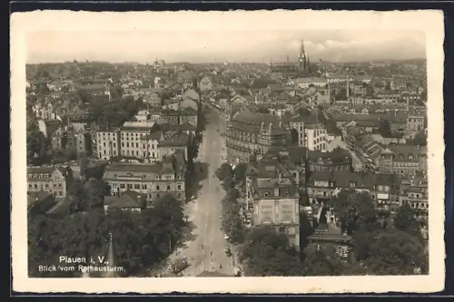 AK Plauen i. V., Blick vom Rathausturm
