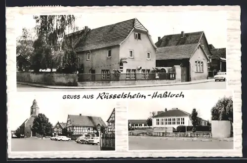 AK Rüsselsheim-Hassloch, Kirche, Fachwerkhaus, Schule