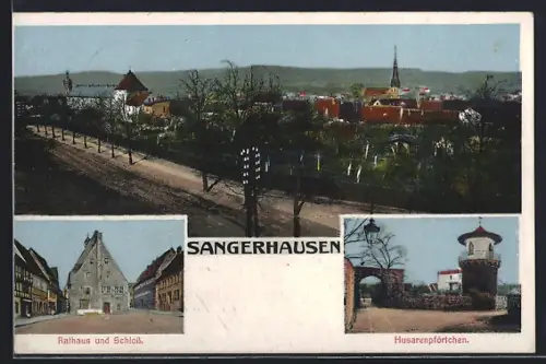 AK Sangerhausen, Rathaus, Schloss, Husarenpförtchen