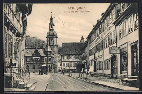 AK Stolberg-Harz, Marktplatz mit Seigerturm