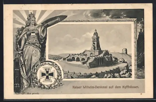 Lithographie Kyffhäuser, Kaiser Wilhelm-Denkmal