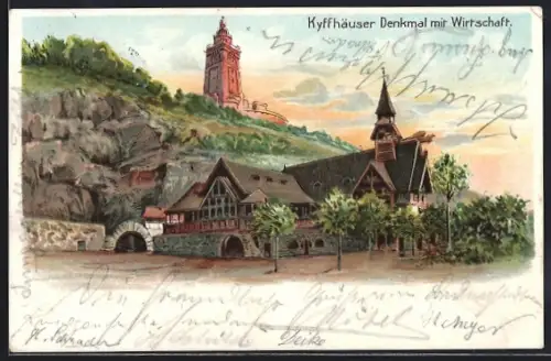 Lithographie Kyffhäuser, Denkmal, Wirtschaft