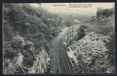AK Blankenheim / Südharz, Blick vom Tunnel auf Hotel und Waldhaus Lampertus