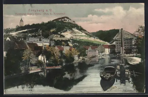 AK Freyburg a. U., Turnvater Jahn`s Haus, Bes. L. Naumann, Flussansicht