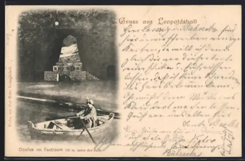 AK Leopoldshall, Obelisk im Festraum