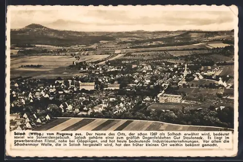 AK Salach /Wttbg., Flugaufnahme