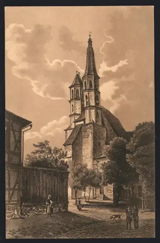 Künstler-AK Nordhausen, St. Blasii-Kirche