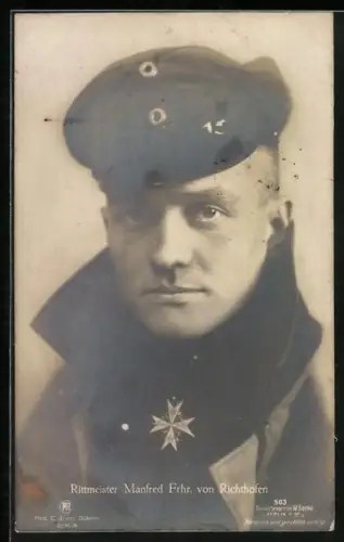 Foto-AK Sanke Nr. 503: Rittmeister Manfred Frhr. von Richthofen mit Pour le Merite Orden