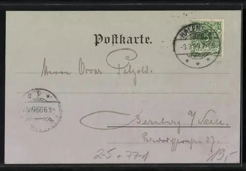 Lithographie Text unter einem Regenschirm, Was solle ne Ansichtskarte mir? Es thut ja nichts als regnen hier...