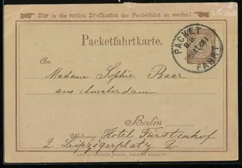 Vorläufer-AK Berlin, 1881, Packetfahrtkarte, Ganzsache, Private Stadtpost