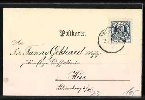 Lithographie München-Schwabing, Kleinhesseloher See, Private Stadtpost