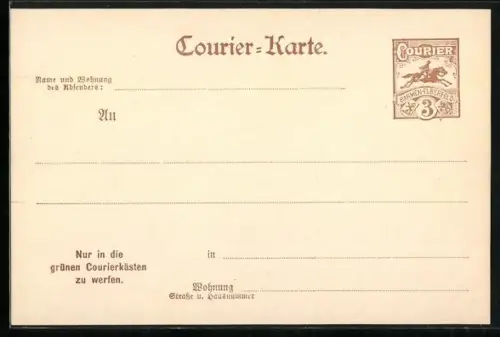 AK Barmen-Elberfeld, Courier-Karte, Nur in die grünen Courierkästen zu werfen, Ganzsache