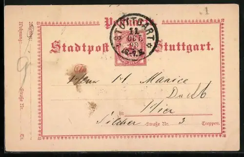 AK Stuttgart, Private Stadtpost, Ganzsache