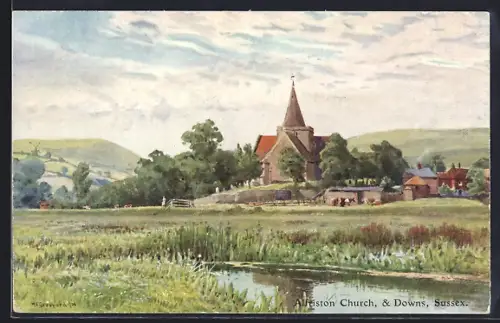 Künstler-AK Alfriston, Teilansicht