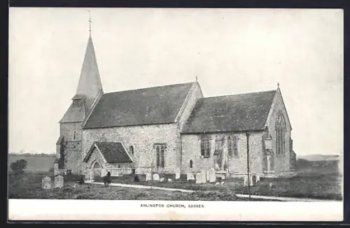 AK Arlington /Sussex, Arlington Church with graveyard