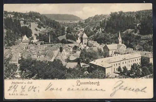 AK Luxembourg, Pfaffental u. Eich aus der Vogelschau