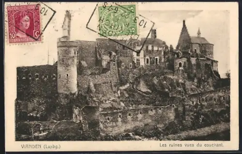 AK Vianden, Les ruines vues du couchant