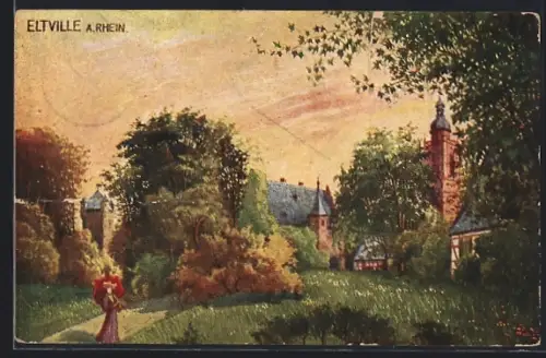 AK Eltville a. Rh., Blick nach dem Kirchturm