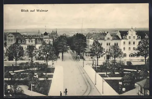 AK Weimar / Thüringen, Blick auf Weimar, Strassenansicht, Parkanlage