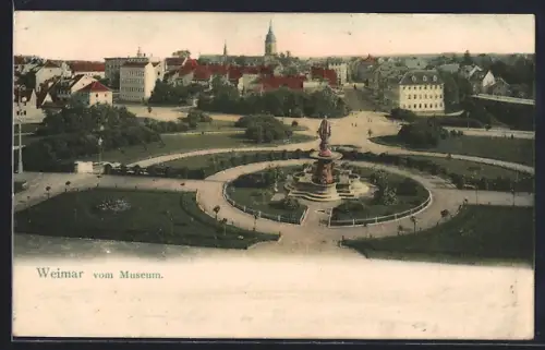 AK Weimar / Thüringen, Blick vom Museum auf Parkanlage