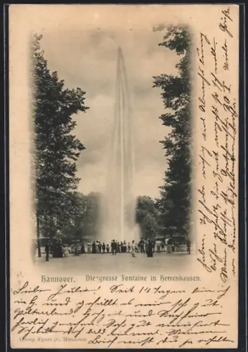 AK Hannover, Die grosse Fontaine in Herrenhausen
