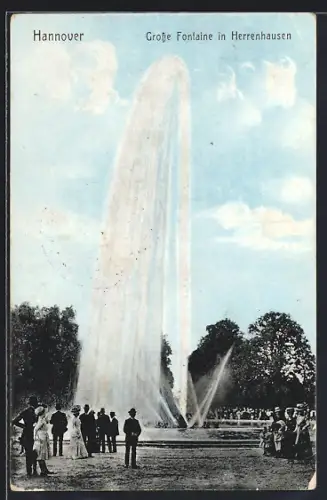 AK Hannover, Grosse Fontaine in Herrenhausen