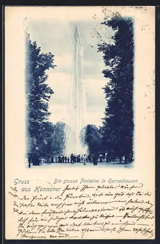 AK Hannover, Die grosse Fontaine in Herrenhausen