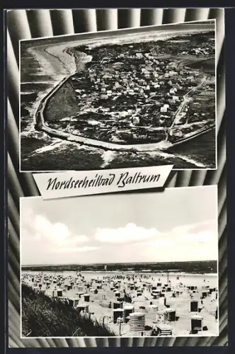 AK Baltrum, Luftaufnahme, Strand mit Strandkörben