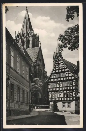 AK Arnstadt i. Thür., Kirche, Fachwerkhaus