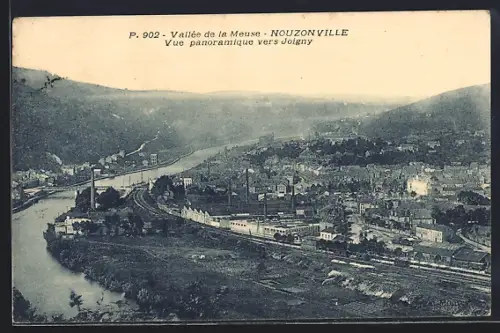 AK Nouzonville, Vue panoramique vers Joigny dans la vallée de la Meuse