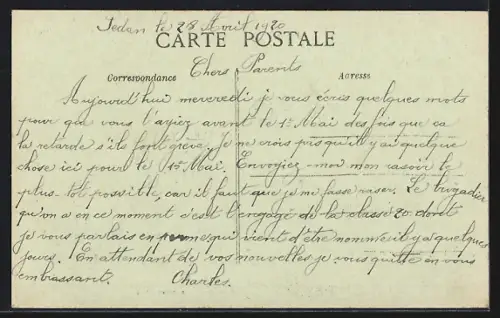 AK Sedan, Caserne Macdonald, Infanterie, vue du Pont de Meuse