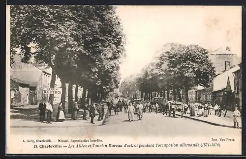 AK Charleville, Les Allées et l`ancien Bureau d`octroi pendant l`occupation allemande, 1871-1873