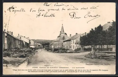 AK Pure /Ardennes, Vue du village et de l`église centrale