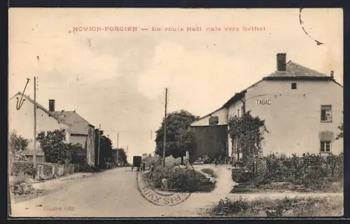 AK Novion-Porcien, La route Neuf naie vers Rethel