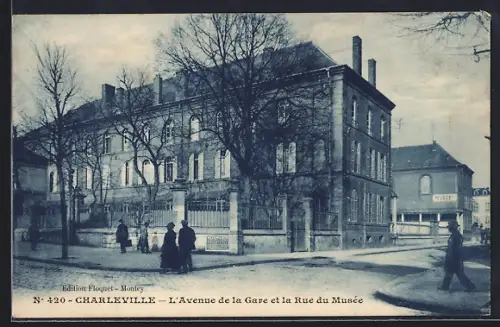 AK Charleville, L`Avenue de la Gare et la Rue du Musée