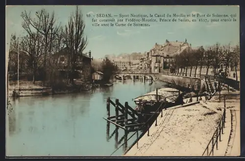 AK Sedan, Sport Nautique, le Canal du Moulin et le Pont de Soissons, construit par Frédéric-Maurice en 1637