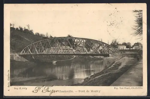 AK Charleville, Pont de Montcy sur la rivière