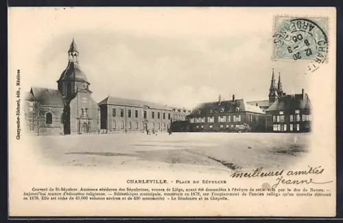 AK Charleville, Place du Sépulcre et ancien couvent de St-Sépulcre