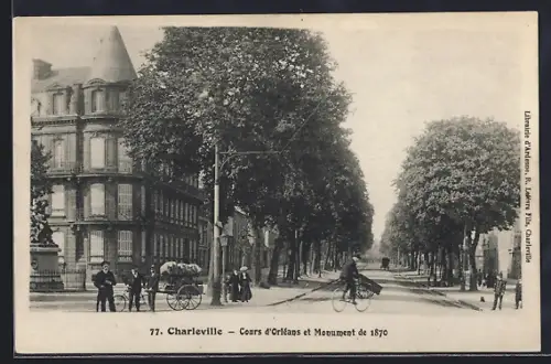 AK Charleville, Cours d`Orléans et Monument de 1870
