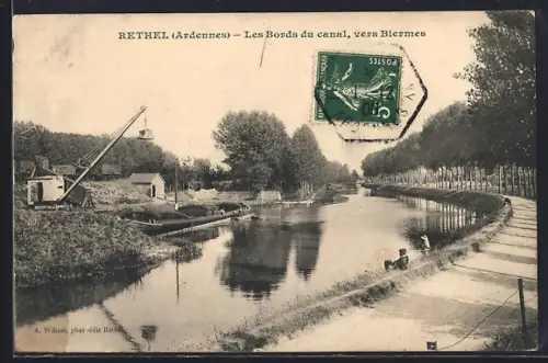 AK Rethel /Ardennes, Les Bords du canal, vers Biermes