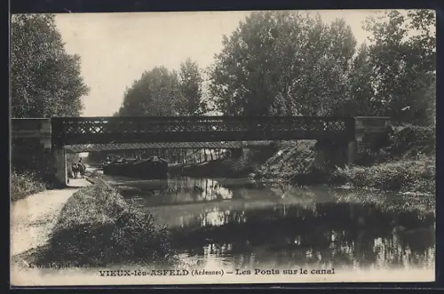 AK Vieux-lès-Asfeld /Ardennes, Les Ponts sur le canal