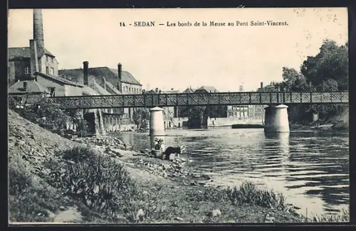 AK Sedan, Les bords de la Meuse au Pont Saint-Vincent