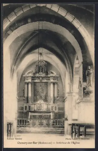 AK Chémery-sur-Bar /Ardennes, Intérieur de l`Église