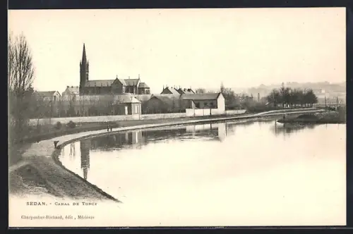 AK Sedan, Canal de Torcy et vue de l`église au bord de l`eau