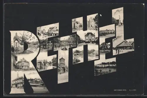 AK Rethel, Lettres illustrées avec vues de la ville