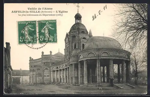 AK Asfeld-la-Ville /Ardennes, L`Église la plus intéressante du Département, 1683